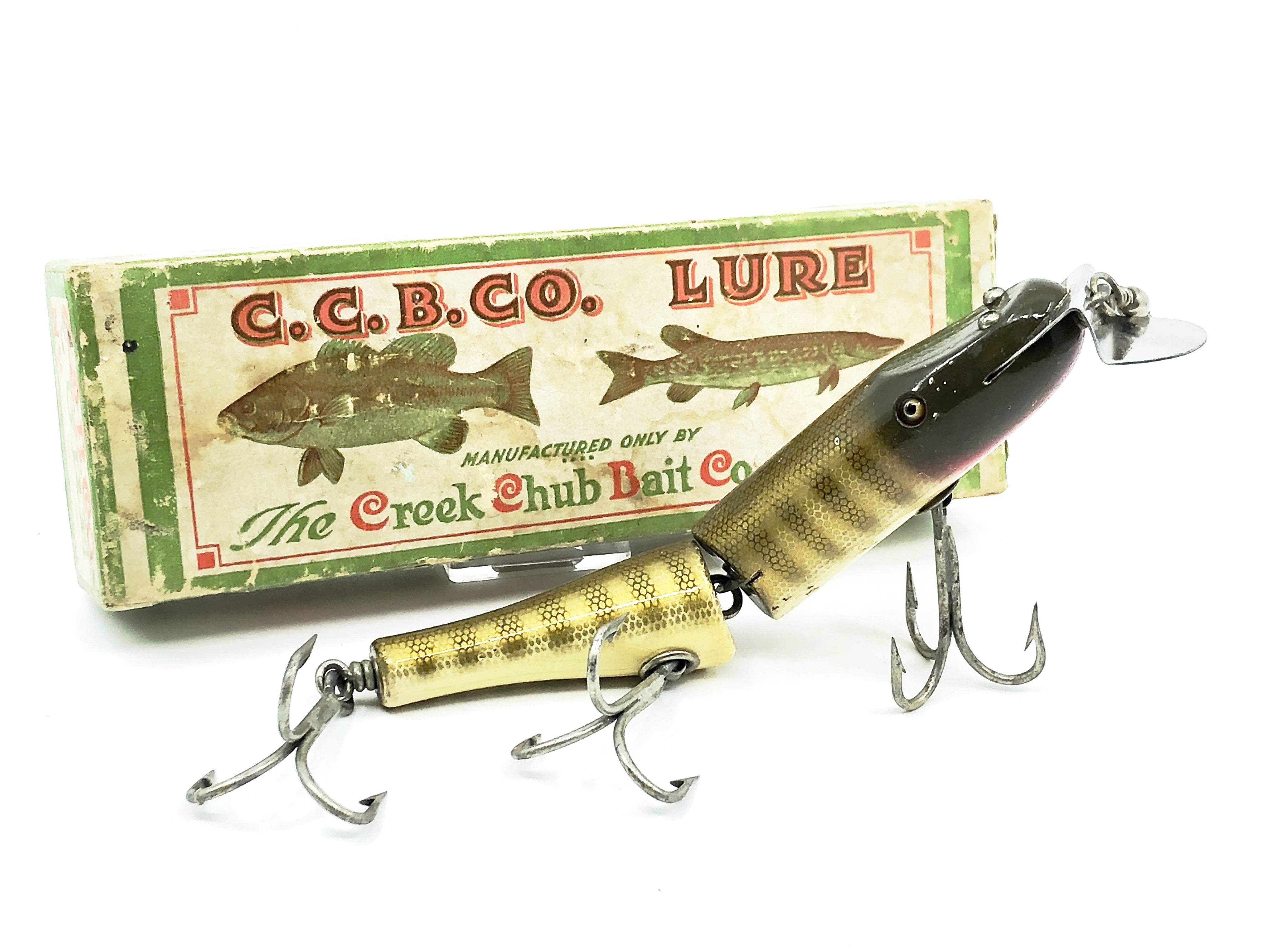 Vintage CREEK CHUB Bait Co Yellow Flash Jointed Pikie Wood Fishing