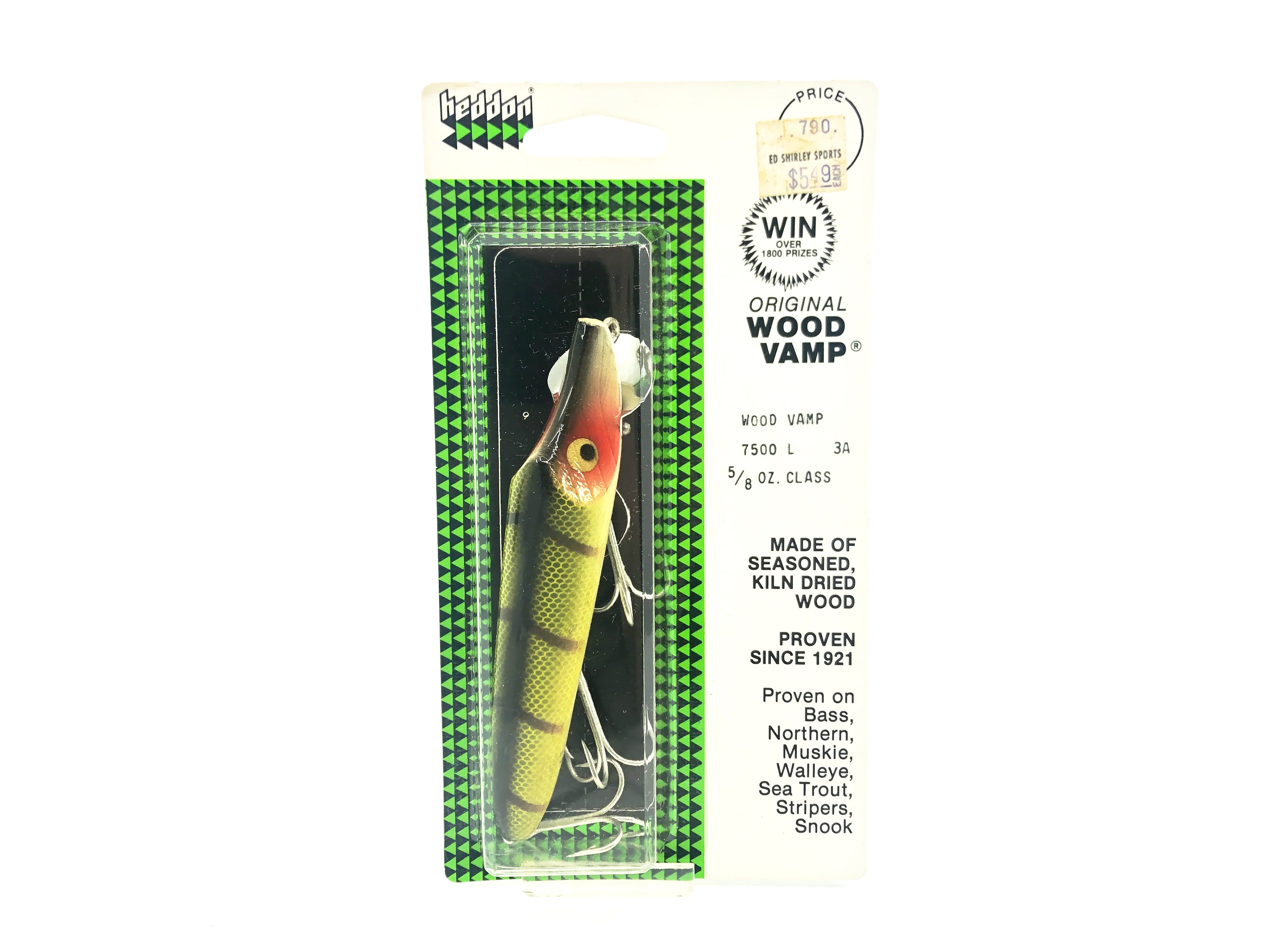 Original Heddon Wood Vamp 7500, L Perch Color on Card