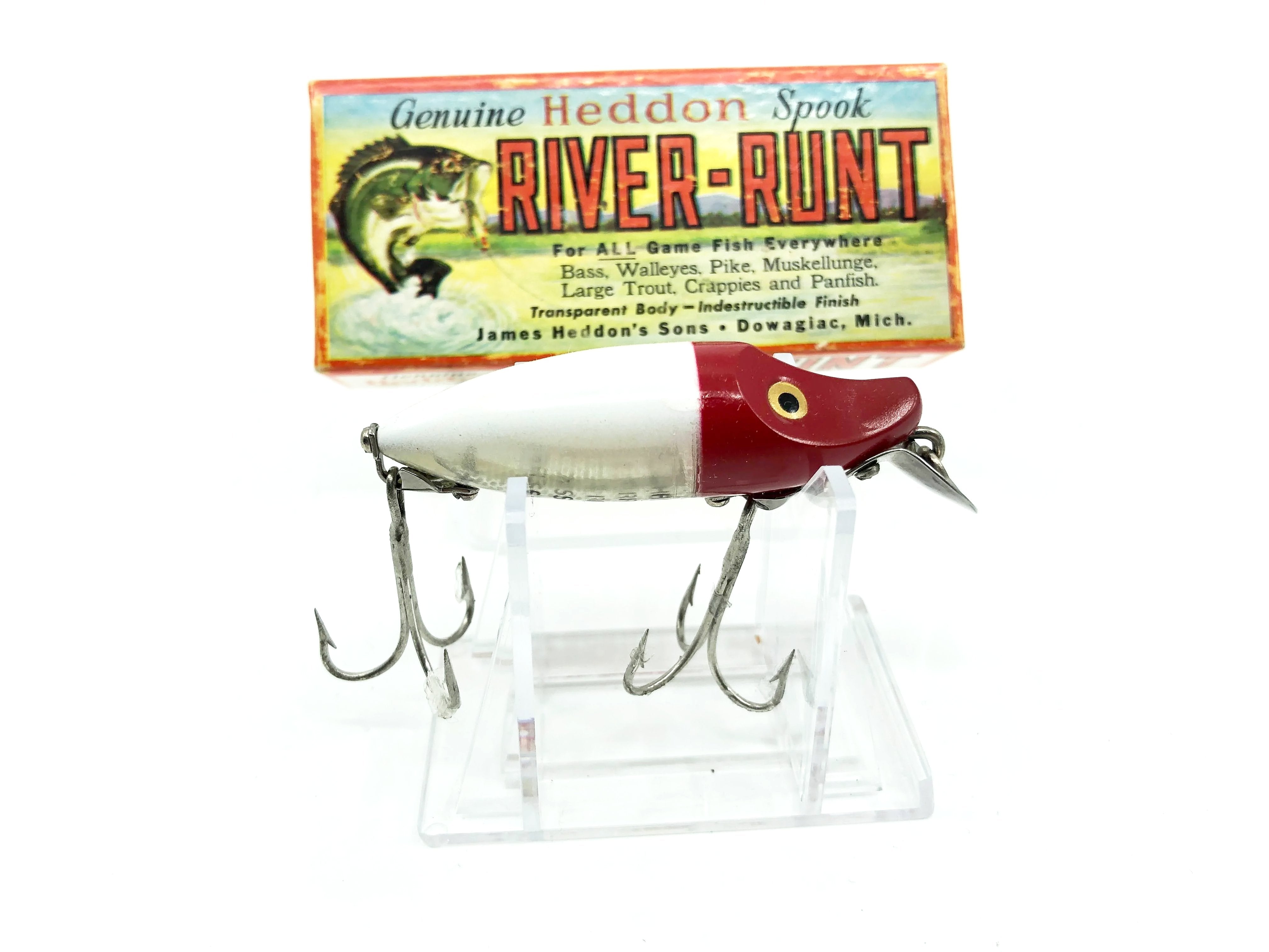 Vintage Heddon Fishing Lure Spook River Runt Standard Sinker w Box