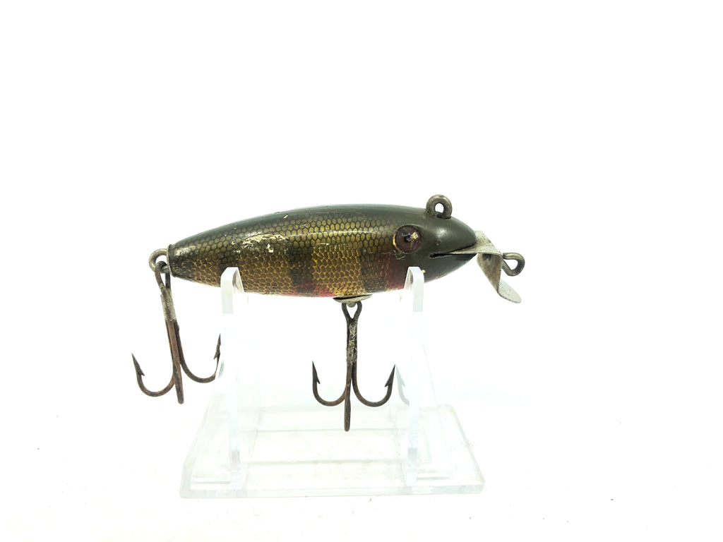 Creek Chub 200 Baby Wiggler in Perch Color 201 Wooden Lure Glass