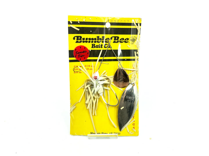 Bumble Bee Bait Co. 3/8oz Sparkle Eyes Spinner, White Jig/Skirt Color