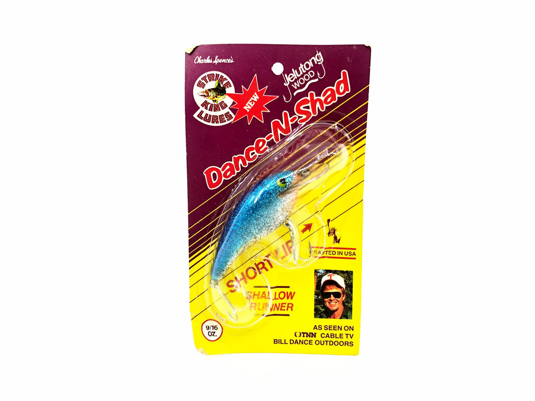 Strike King Dance-N-Shad 9/16oz DNS2 Shallow Runner, Silver Sparkles/Blue Back Color on Card