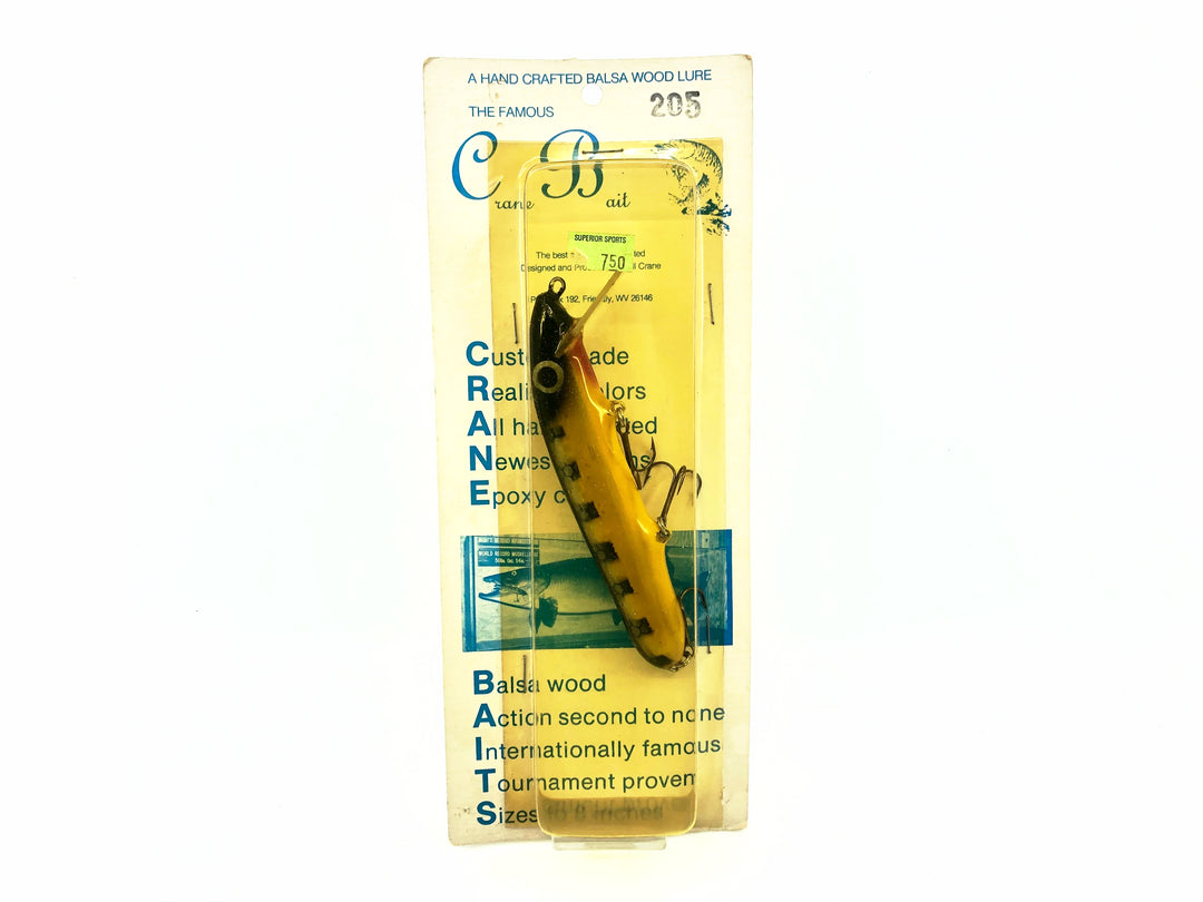 Crane 205 Musky Lure, Black Perch Color on Card