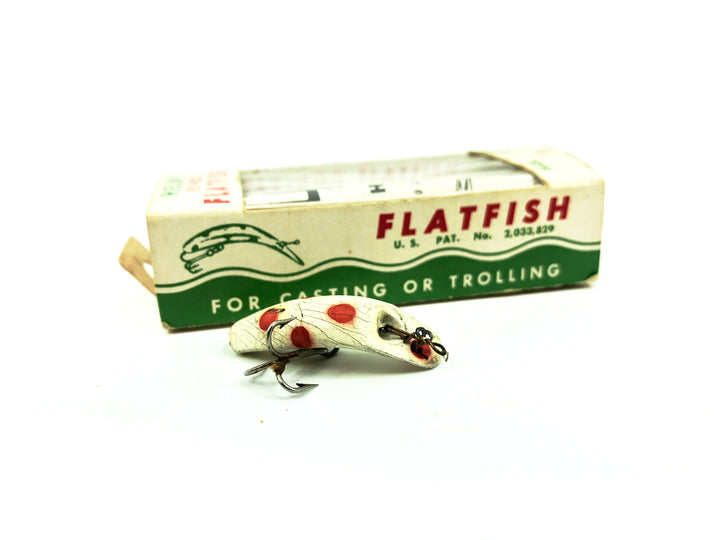 Vintage Helin Flatfish F3, WH White/Red Dots Color with Box