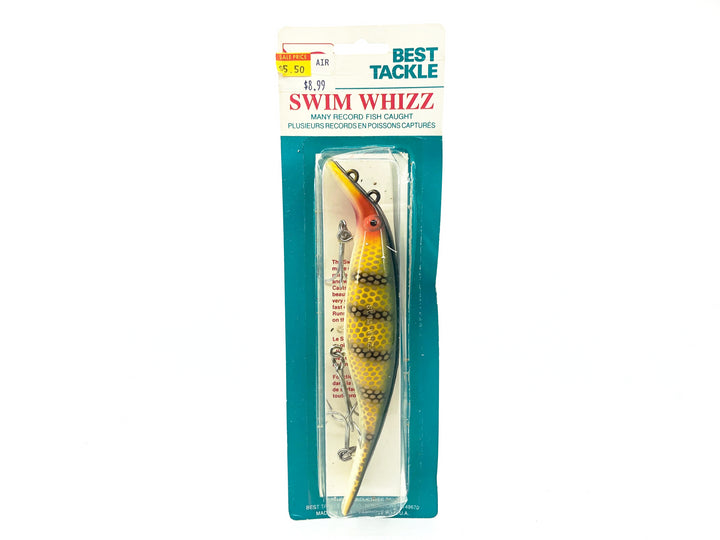 Best Tackle Swim Whizz 7 3/4", Perch White Belly Color New on Card Old Stock