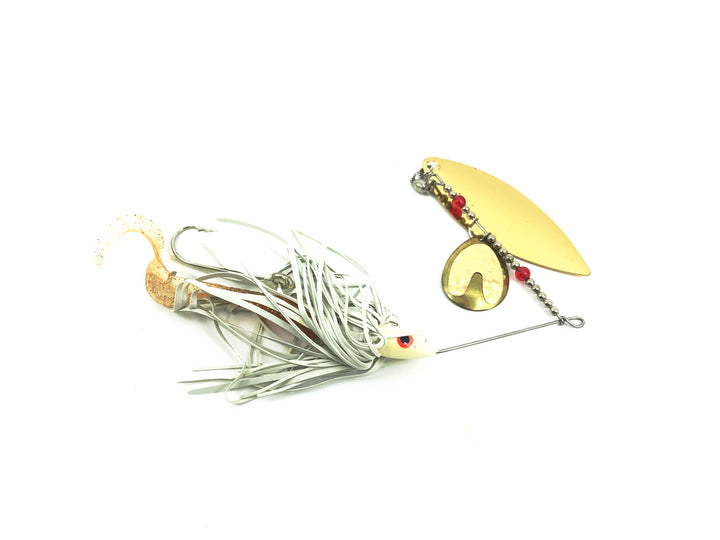 Grim Reaper 1 Ounce Tandem Spinner, White Body/Gold Blade & Tail