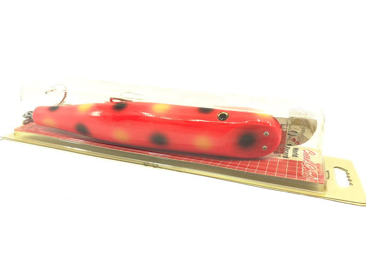 Creek Chub Wooden Giant Straight Pikie 6800, OS Orange Spotted Color, New on Card Old Stock