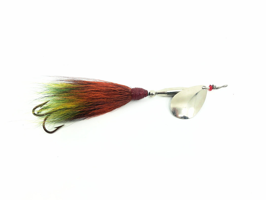 Pike Bucktail Spinner, Silver Blade/Perch Tail Color - Indiana Blade