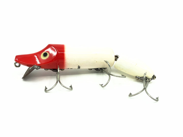 Original Heddon Jointed Wood Vamp 7300, RH Red Head/White Color