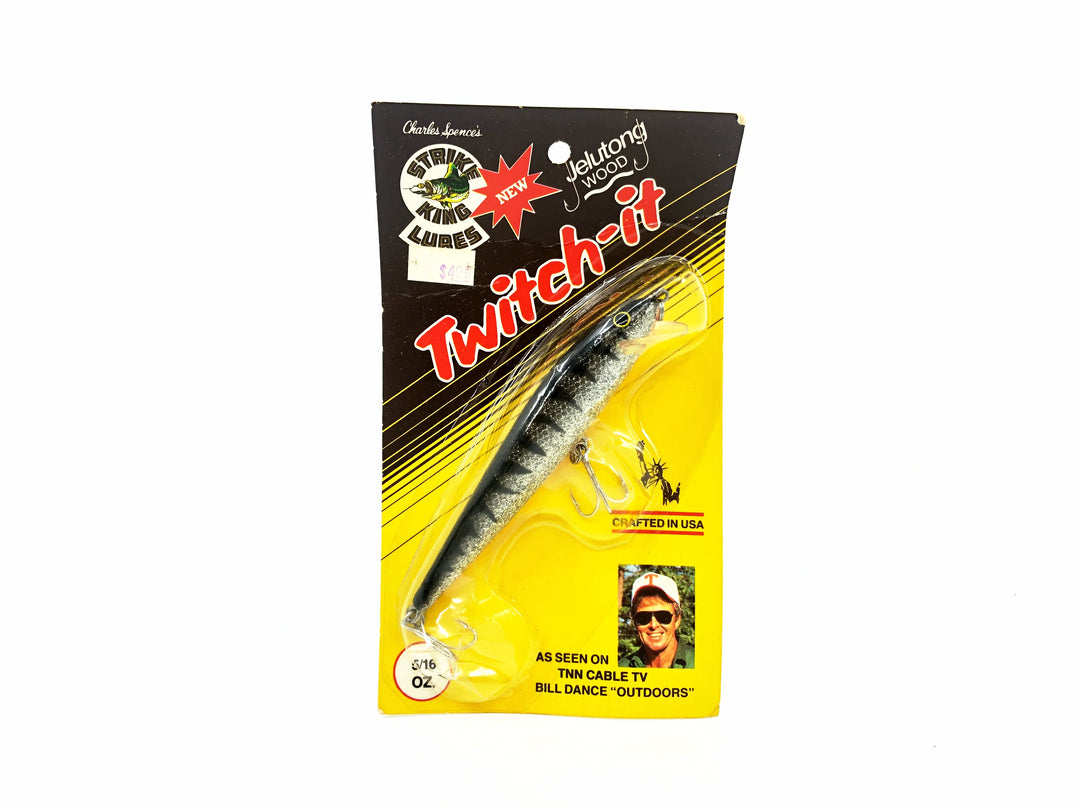 Strike King Twitch-it 5/16oz TI4-7, Silver Sparkles/Black Back & Ribs Color on Card