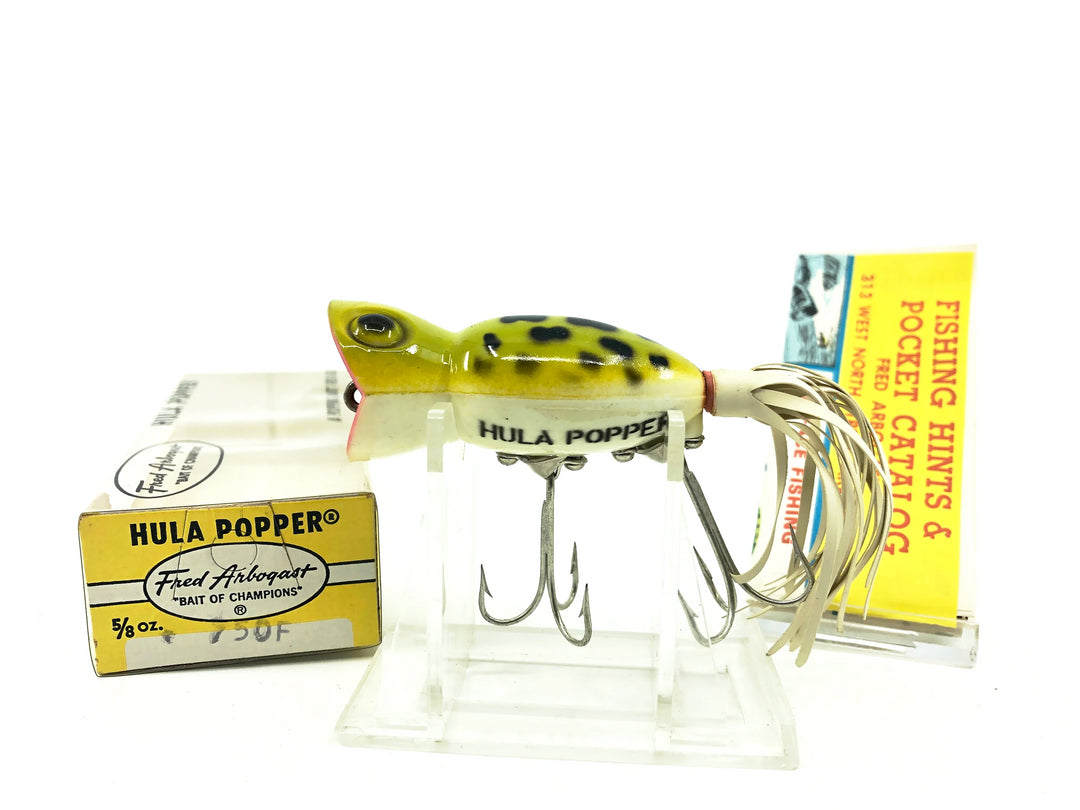 Arbogast Hula Popper 750, F Frog/White Belly Color with Box - Vintage Bug Eyed