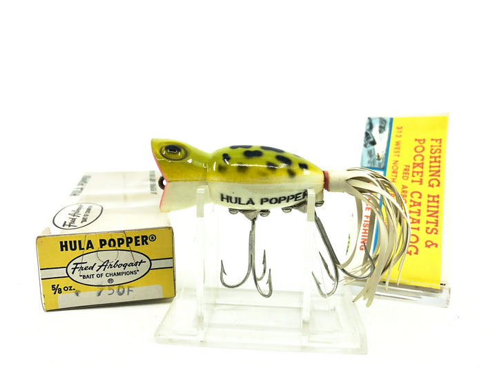 Arbogast Hula Popper 750, F Frog/White Belly Color with Box - Vintage Bug Eyed