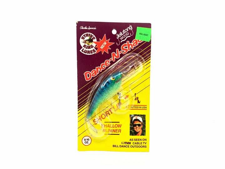 Strike King Dance-N-Shad Shallow Runner 9/16oz, Blue Back/Green/Silver Sparkles Color on Card