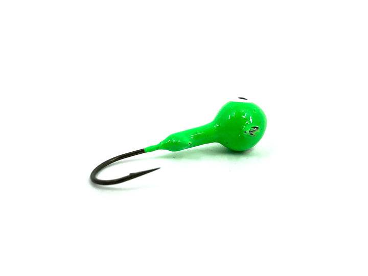 1/5oz Essential Round Ball Jig, Fluorescent Green Color- 8 Pack