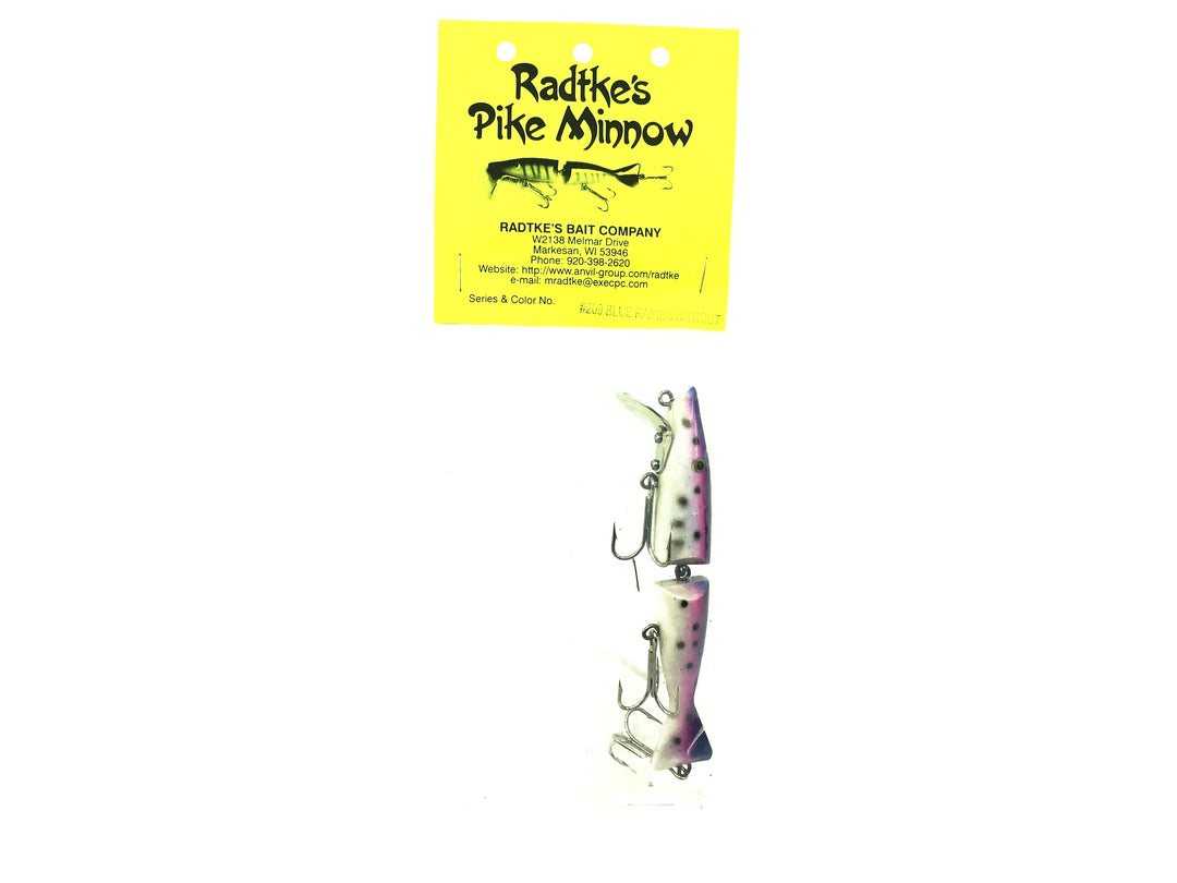 Radtke Pike Minnow, #209 Blue Rainbow Trout Color on Card