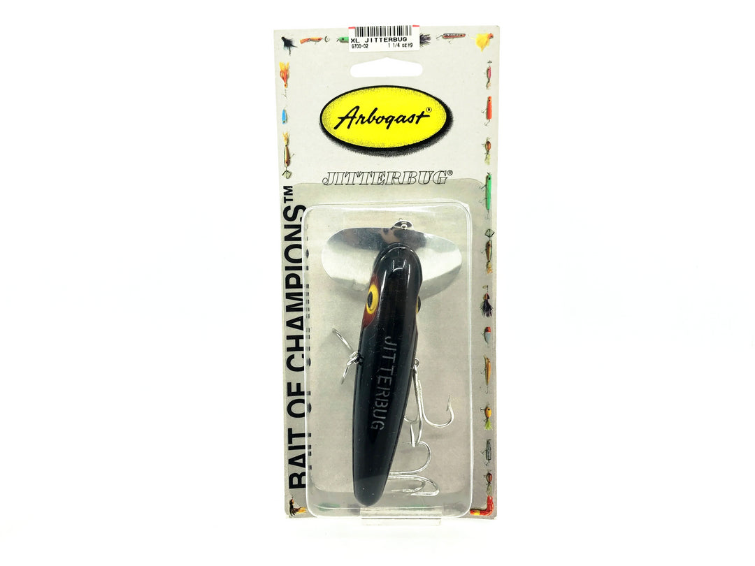 Arbogast 3-Hook Musky Jitterbug, Black Color on Card