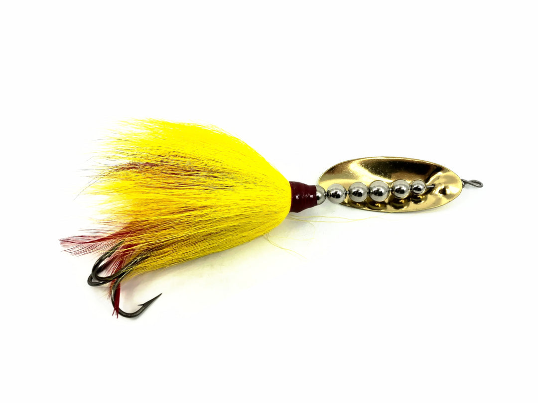 Grim Reaper Inline Spinner 1 2/5oz, Gold Blade/Yellow & Red Bucktail