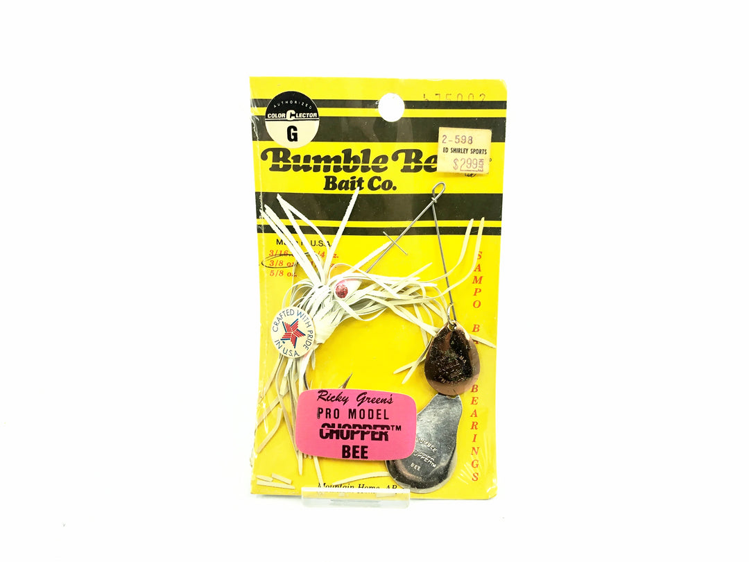 Bumble Bee Bait Co. Pro Model Chopper Bee Spinner, White Jig/Skirt Color