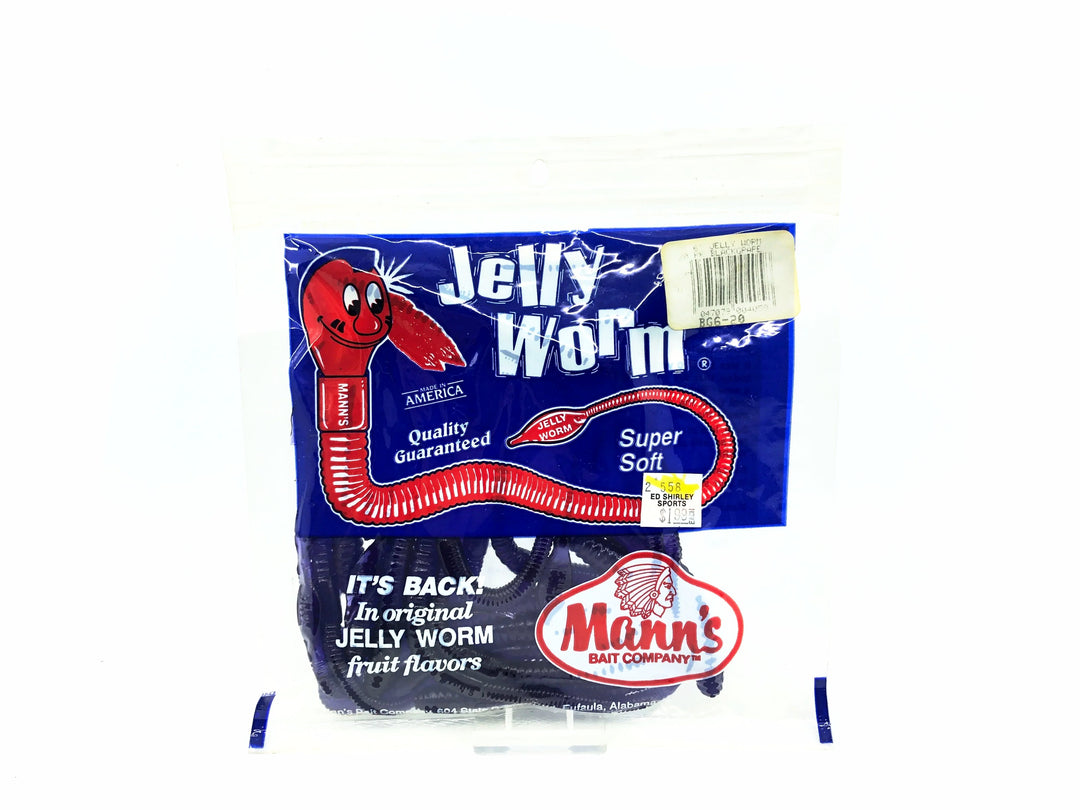 Mann's Jelly Worm 20 Pack, Original Black Grape Color