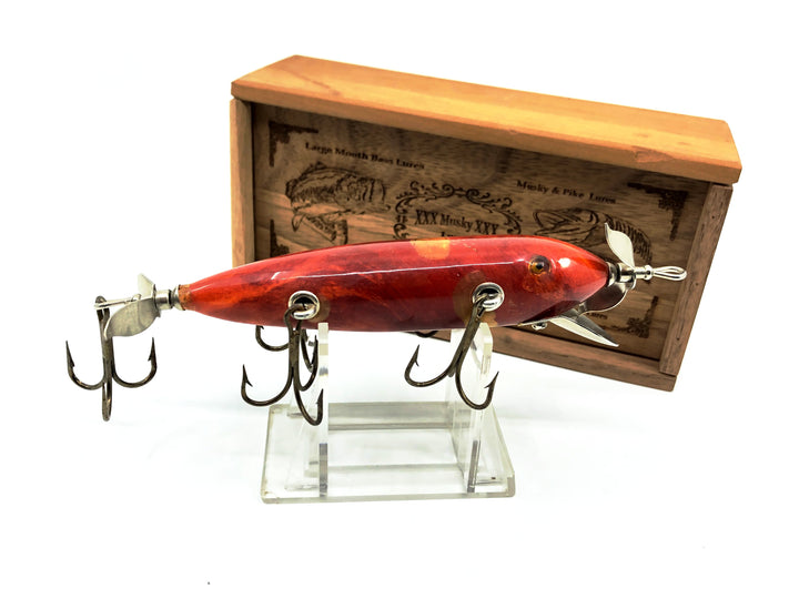 Musky Dan (XXX Lures) 5 Hook Minnow, Red Marble Color with Box