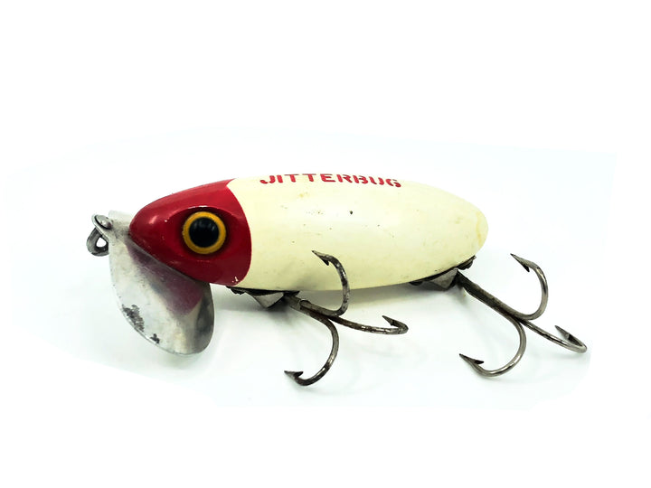 Arbogast Jitterbug 5/8oz, Red Head/White Color, Vintage Bugged-Eyed Model