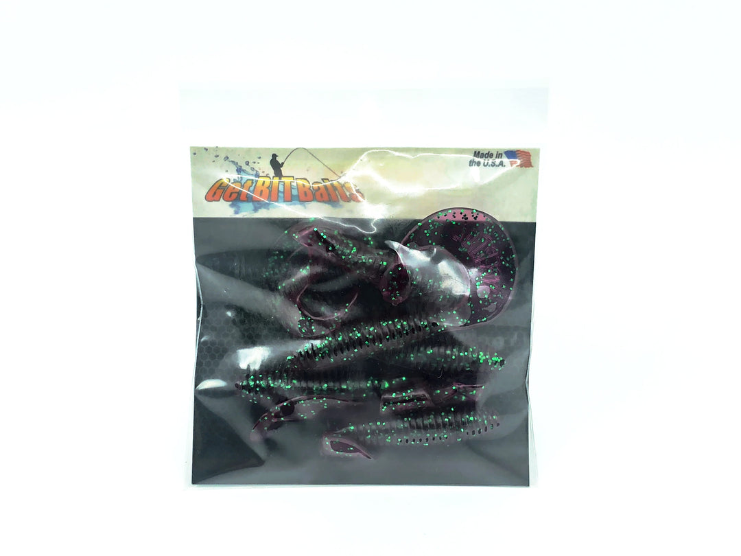 Get Bit Baits X Viper Hyper Tail 4", Junebug Color - 5 Pack