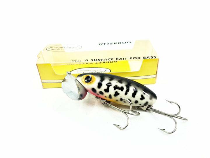 Arbogast Jitterbug 5/8oz, White Coachdog Color with Box, Bugged-Eyed Model