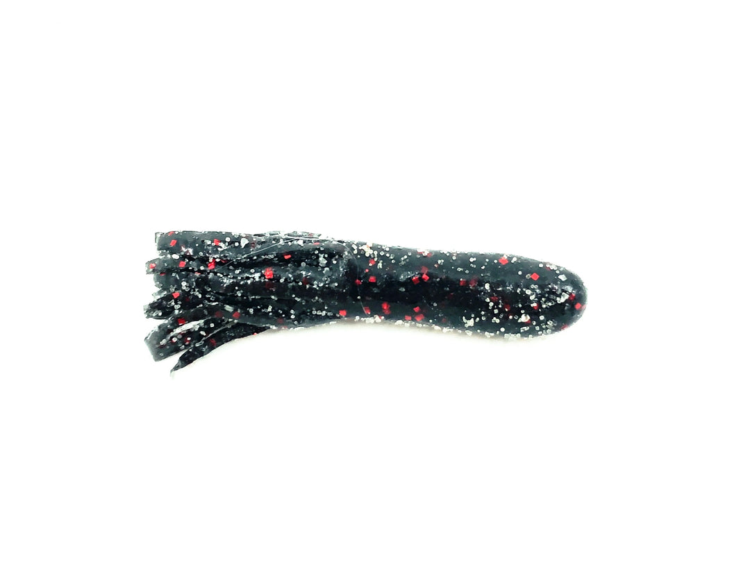 Get Bit Baits X Viper Tackle Finesse Soft Tube Bait 2 1/2", Black/Red Fin Color - 5 Pack