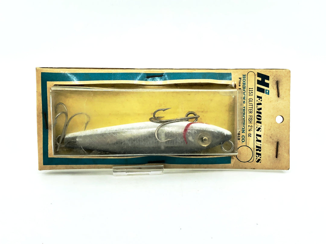 HI Famous Lures 1151 Glitter Fish, Silver/Black Back Color on Card