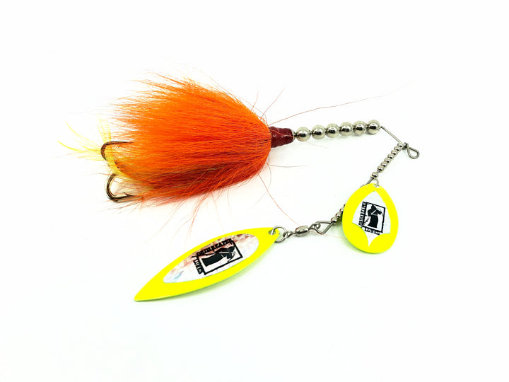 Grim Reaper 2 Ounce Tandem Spinner, Chartreuse Blades/Orange Bucktail