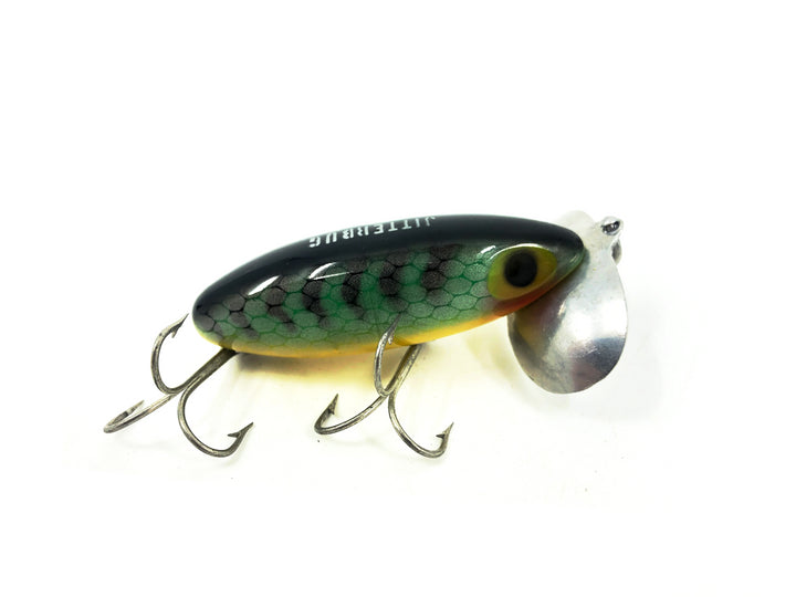 Arbogast Jitterbug 1/2oz, Perch/Yellow Belly Color on Card