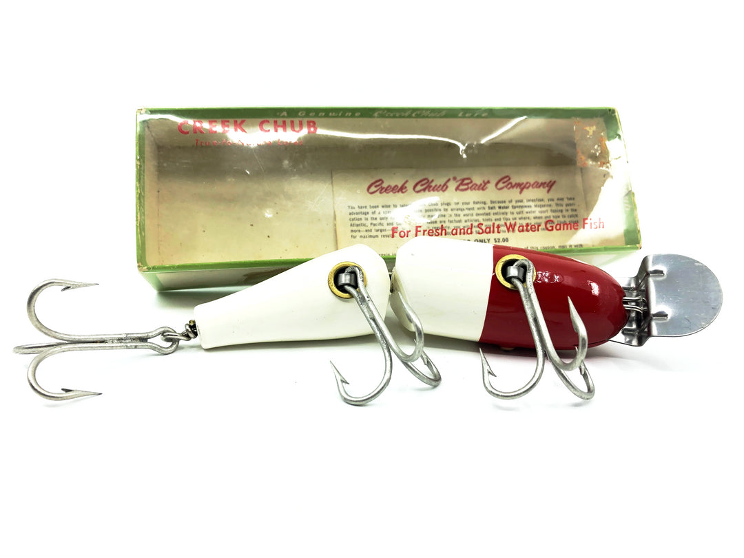 Creek Chub Jointed Striper Pikie 6800, #02 Red Head and White with Box