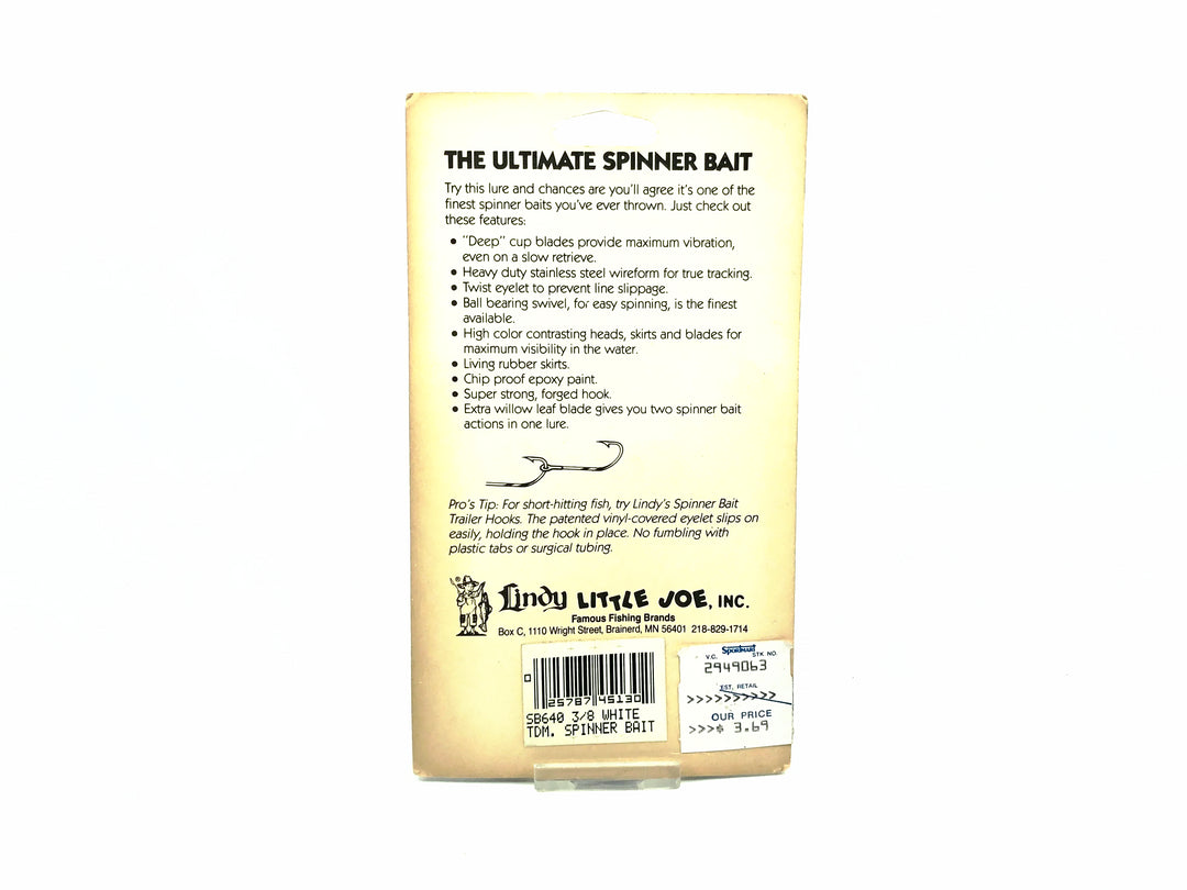 Lindy Little Joe Tandem Spinner Bait, White Color on Card