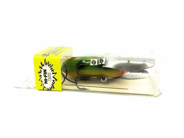 Hi-Fin Bass Creeper Lure, Green/Black Dots/Yellow Belly Color in Box