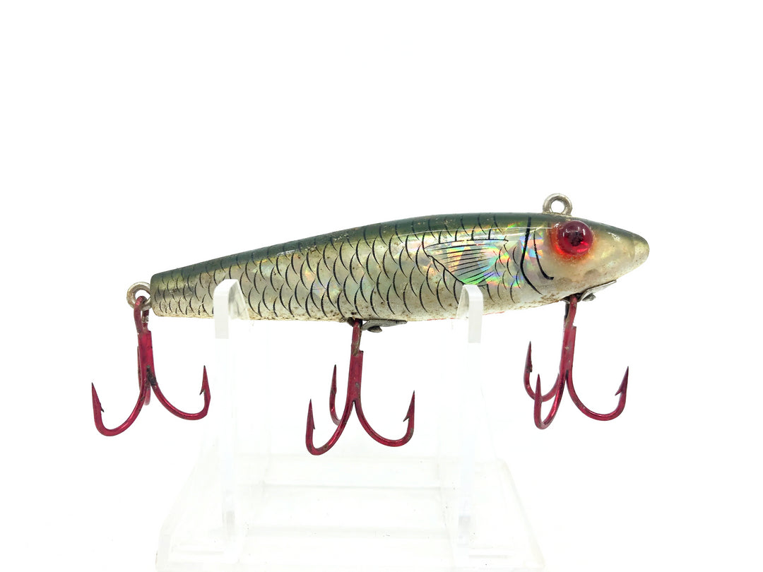 L & S Mirrolure 52M "Sinking Twitchbait", #18 Green Back/White Belly/Silver Holographic Color