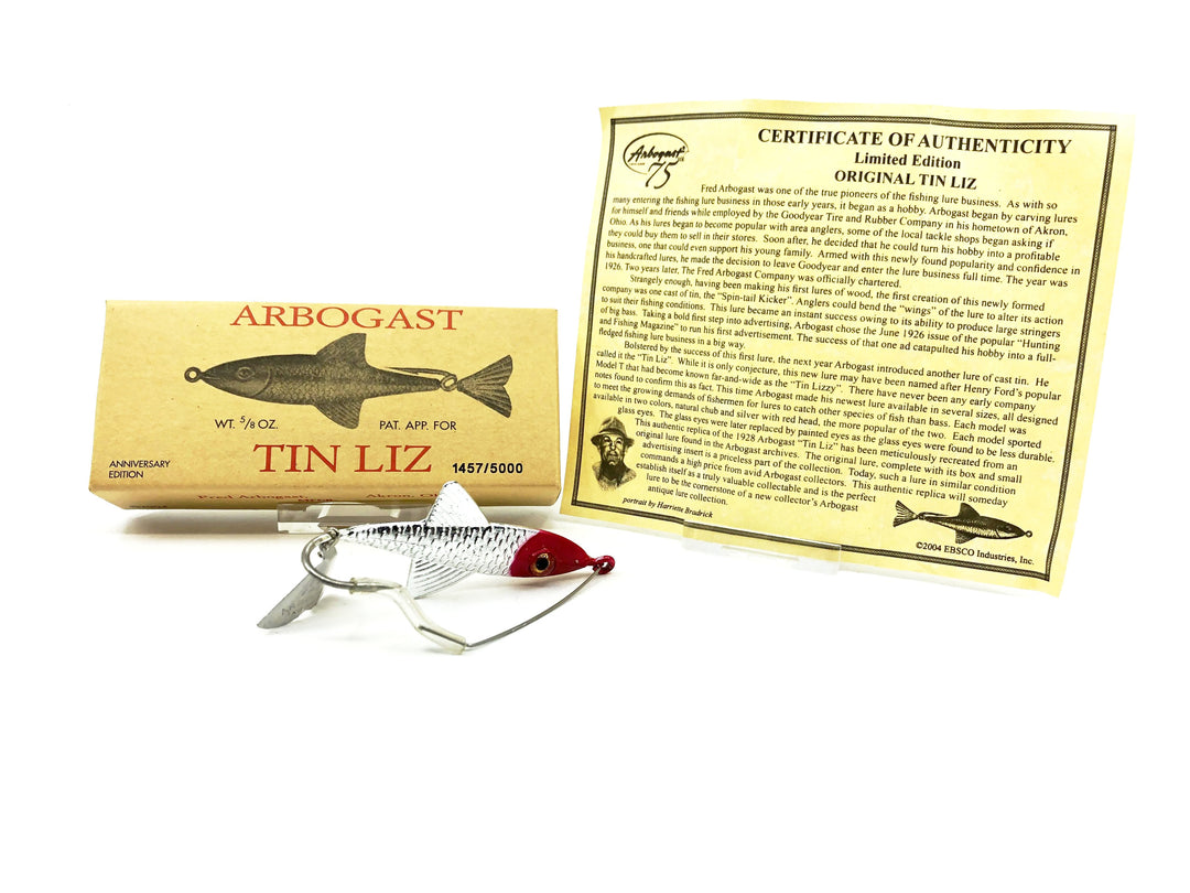 Arbogast Tin Liz Anniversary Edition Lure with Box #1457/5000 Silver/Red