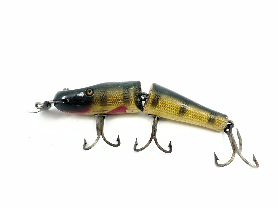 Creek Chub 2600 Jointed Pikie Minnow, Perch Color 2601 Glass Eyes, Military Stencil