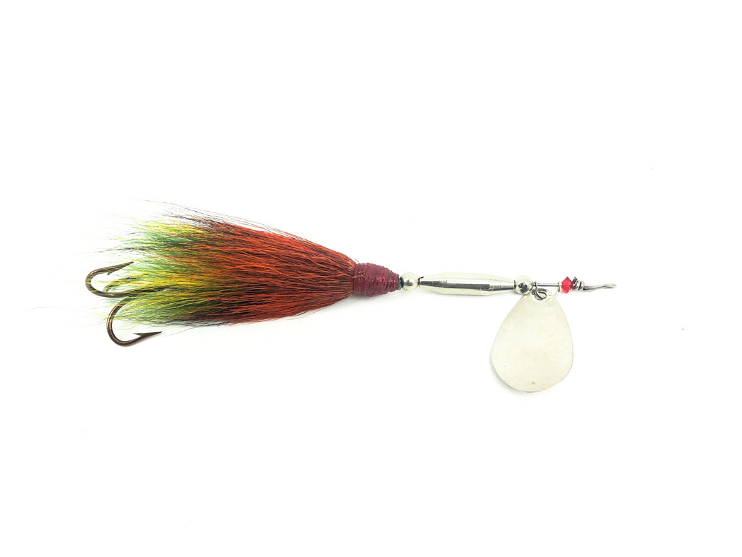 Pike Bucktail Spinner, Silver Blade/Perch Tail Color - Indiana Blade