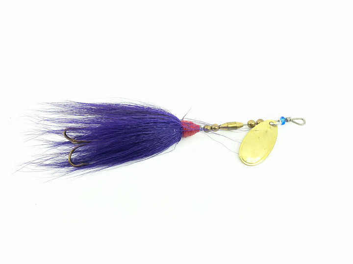 Pike Bucktail Spinner, Gold Blade/Purple Tail Color