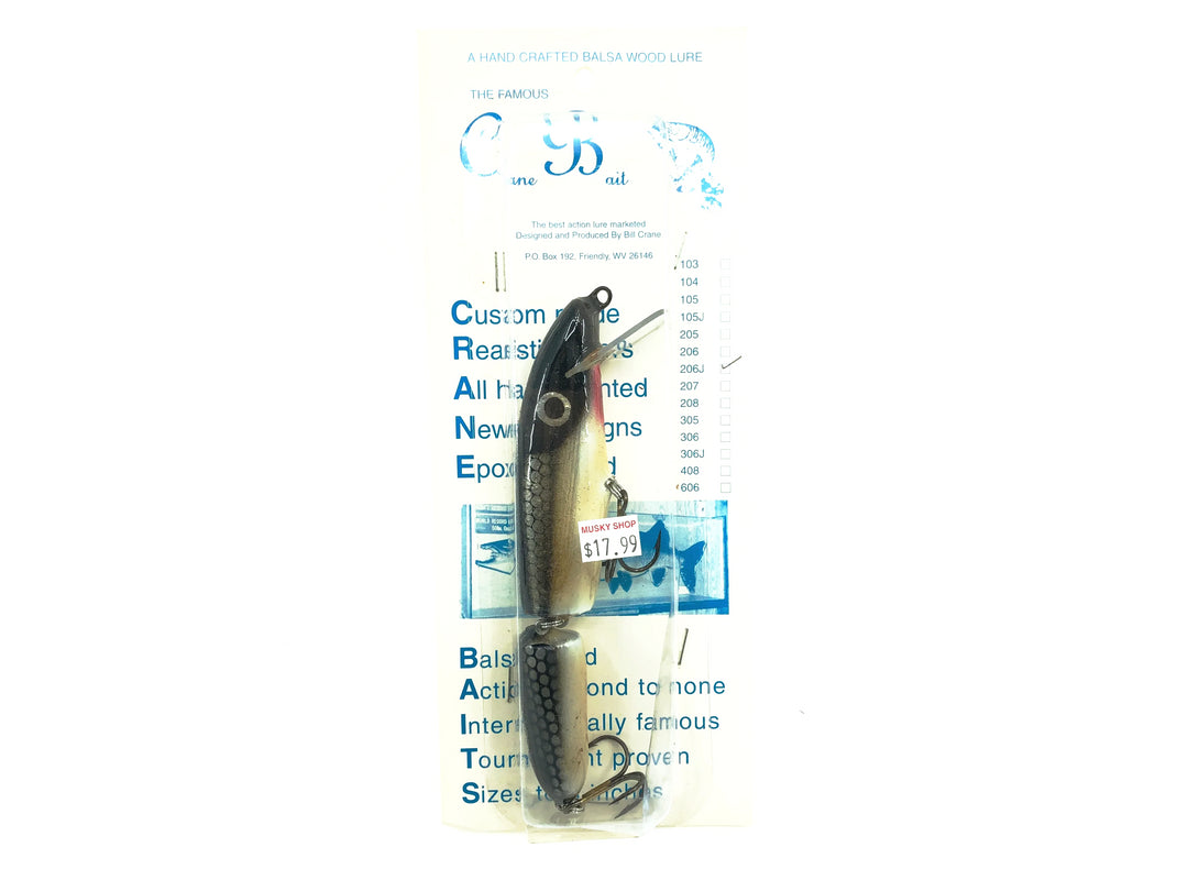 Crane Jointed 206J Musky Lure, Sucker Color on Card