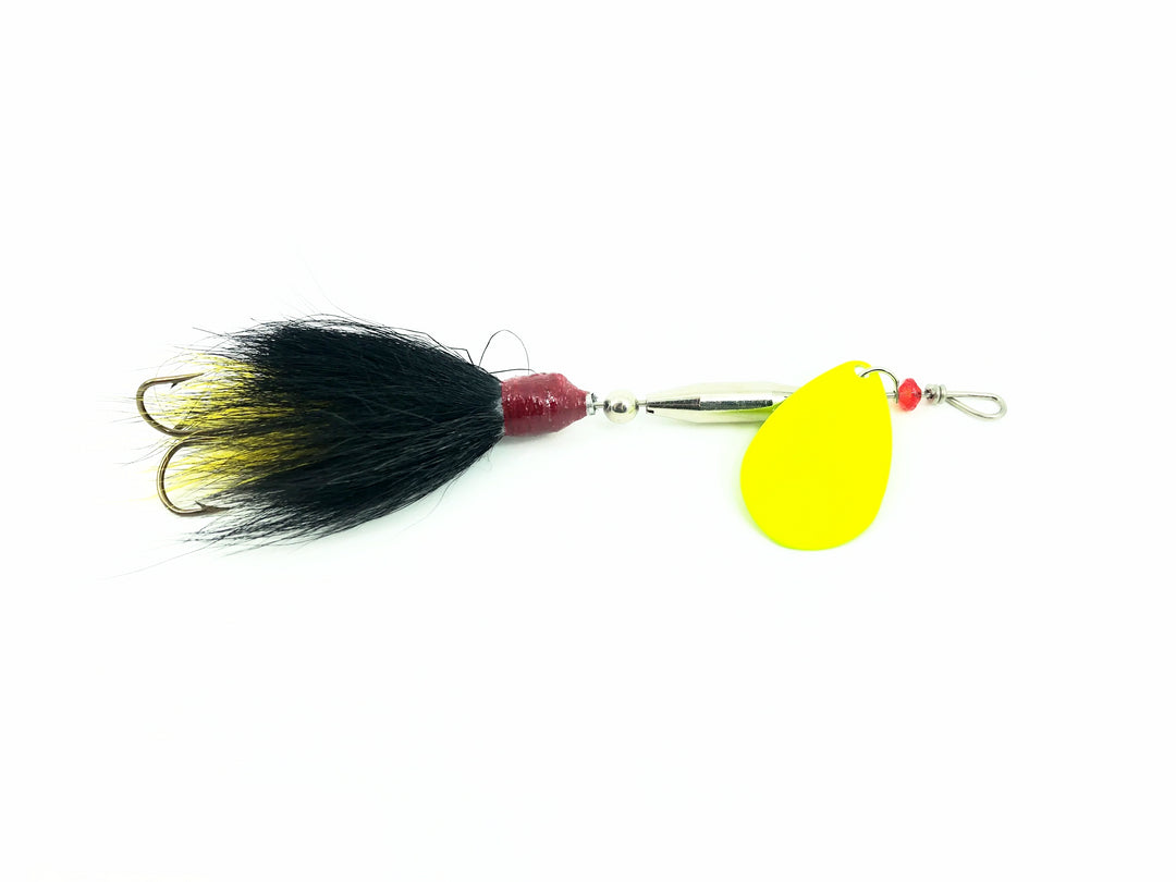 Pike Bucktail Spinner, Yellow Blade/Black & Yellow Tail Color - Colorado Blade