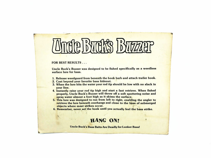 Uncle Bucks Buzzer, Silver Blade/Yellow Tail & Head on Card