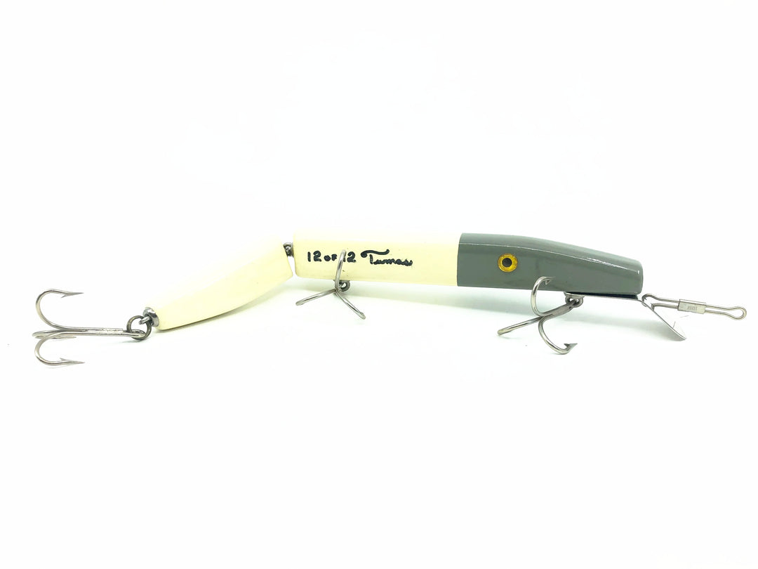 Alzbaits Al Tumas Friendly Al Jointed Musky Lure Jointed, Grey/White Custom Show Color - 12/12 Made, Signed!