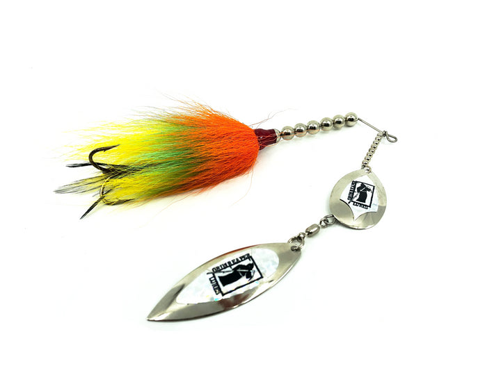 Grim Reaper 2 Ounce Tandem Spinner, Silver Blades/Firetiger Bucktail