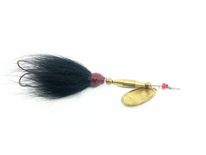 Pike Bucktail Inline Spinner, Gold Blade/Black Tail Color - French Blade