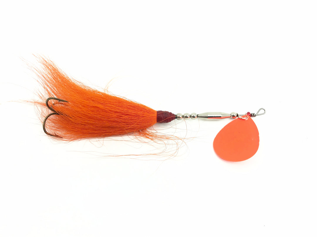 Musky Bucktail Spinner 1oz, Orange Blade/Orange Tail Color