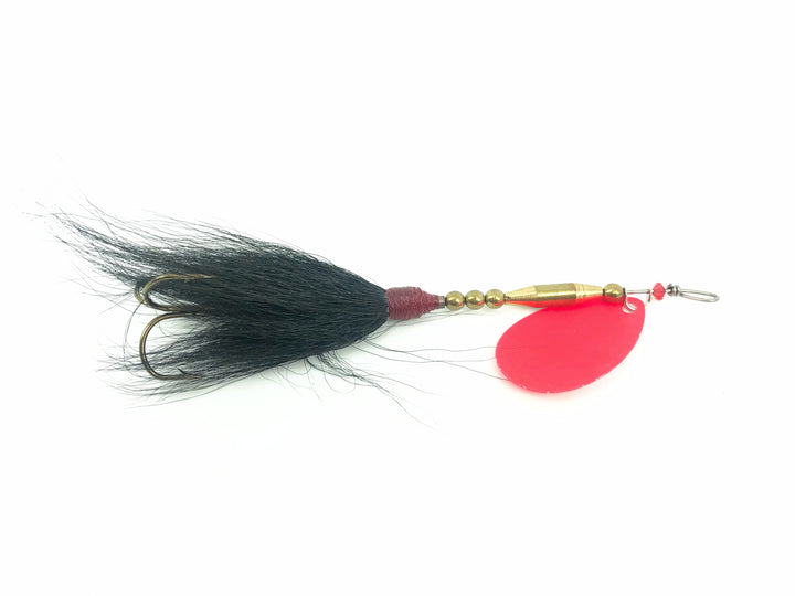 Musky Bucktail Spinner 1oz, Orange Blade/Black Tail/Bronze Body Color