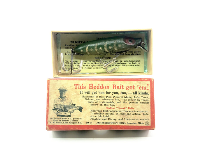 Heddon River Runt Spook Floater, 9409-GW Glow Worm Color w/Box - Intro Foil and Paperwork