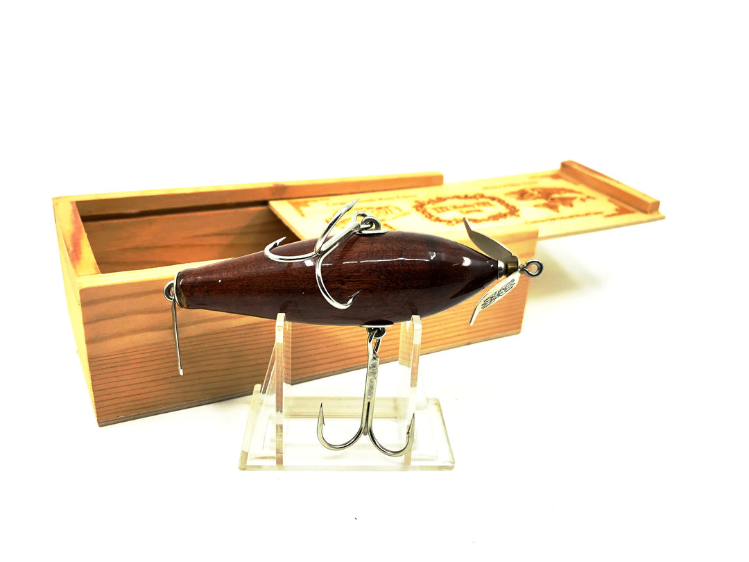 Musky Dan (XXX Lures) 2 Hook/Wiggle Fish, Cedar Finish Color with Box