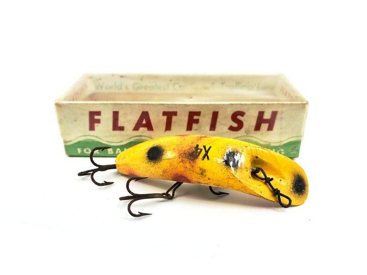 Vintage Helin Flatfish X4, YE Yellow/Spots Color with Box